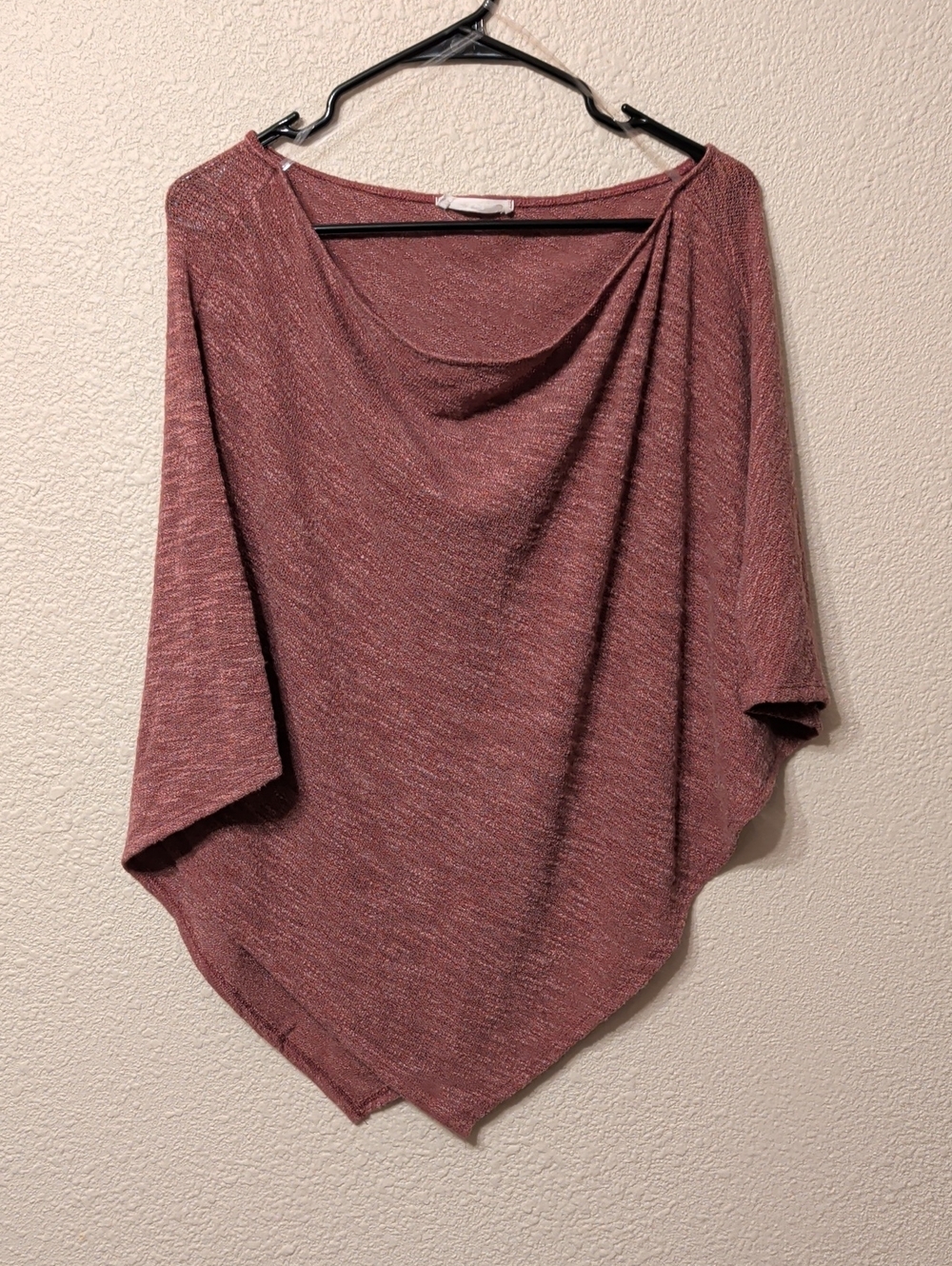 Lightweight Draped Poncho Sweater in Dusty Rose